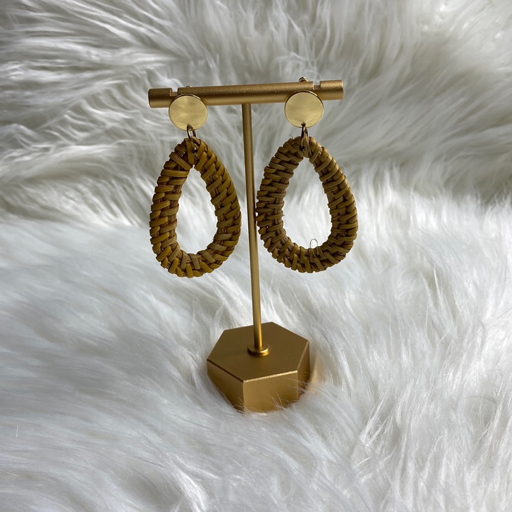 Boutique Bohemian Rattan Teardrop Earrings